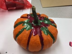 A while back but we painted pumpkins to end a heavy team meeting