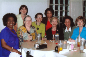 Evelyn with nurses and researchers in the 1990s.