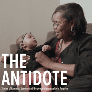 Nurse and baby with The Antidote printed across photo